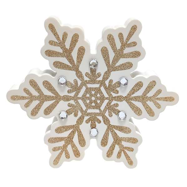 Pink Gold Glittered Snowflake Table Decor, 7"