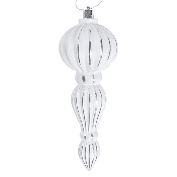 Silver & White Accented Drop Ornament, 6.7"