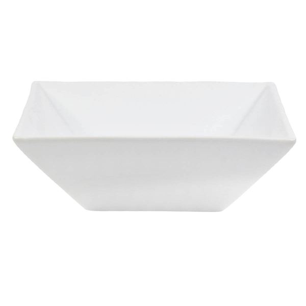 Super White Porcelain Hard Square Dinner Bowl, 7.2"