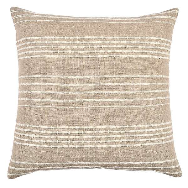 2-Pack Beige Striped Woven Throw Pillows, 18"