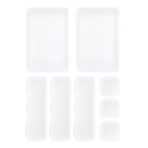 8-Piece White Interlocking Storage Bin Set