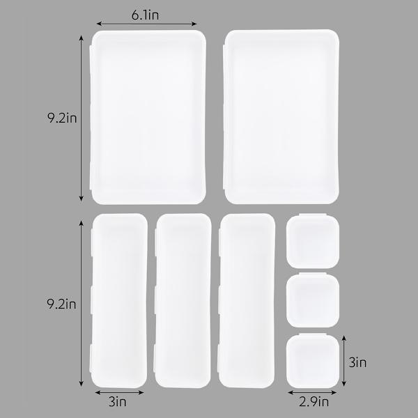 8-Piece White Interlocking Storage Bin Set