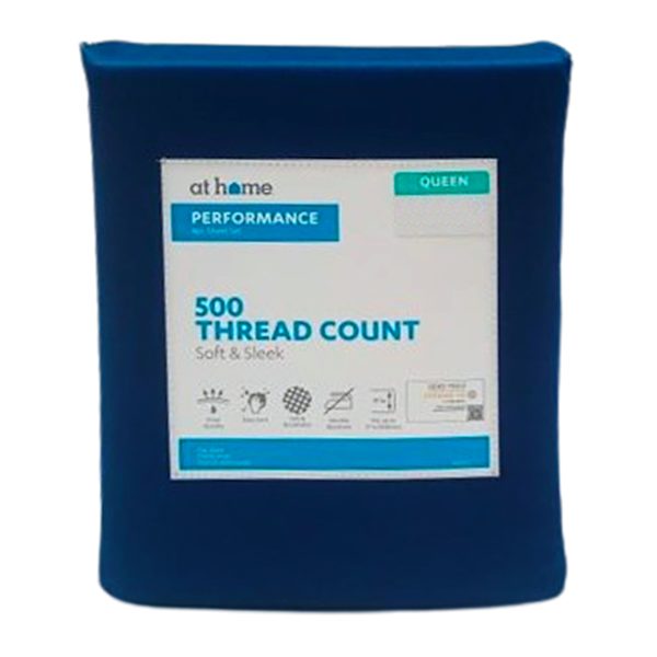 4-Piece Navy Blue 500 Thread Count Cotton Blend Sheet Set, Queen