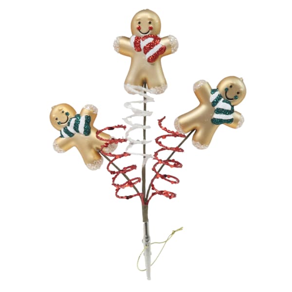 Gingerbread Lane Red & Green Gingerbread Man Pick Clip Ornament, 9"