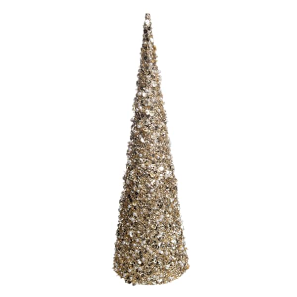 Gold Glittered Cone Tree, 18"