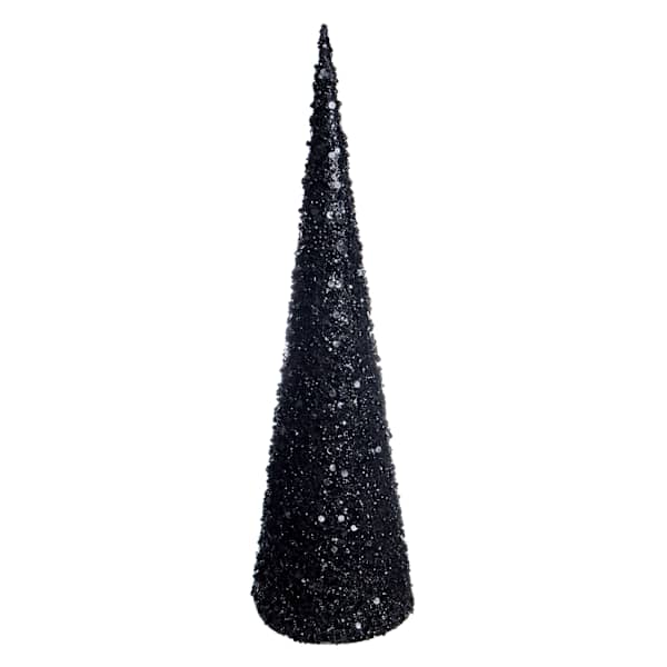 Black Glittered Cone Tree, 30"