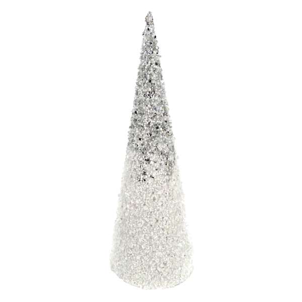 Silver & White Glittered Ombre Cone Tree, 18"