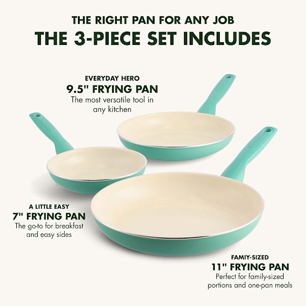 GreenPan 3-Pack Rio Frying Pan Set, Turquoise