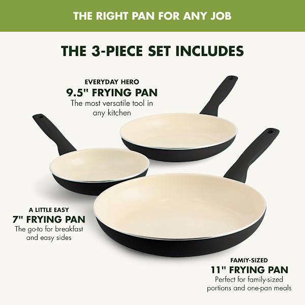 GreenPan 3-Pack Rio Frying Pan Set, Black
