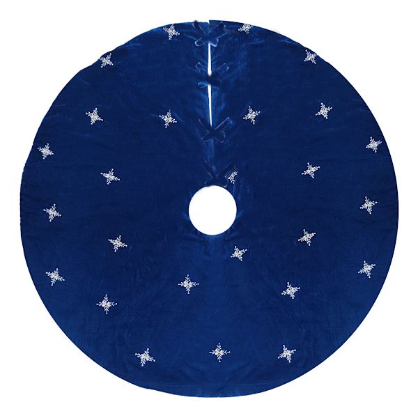 Blue with Star Embroidered Blue Tree Skirt, 48"