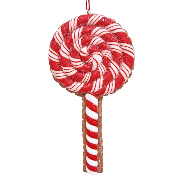 Gingerbread Lane Red Lollipop Claydough Ornament, 5.5"