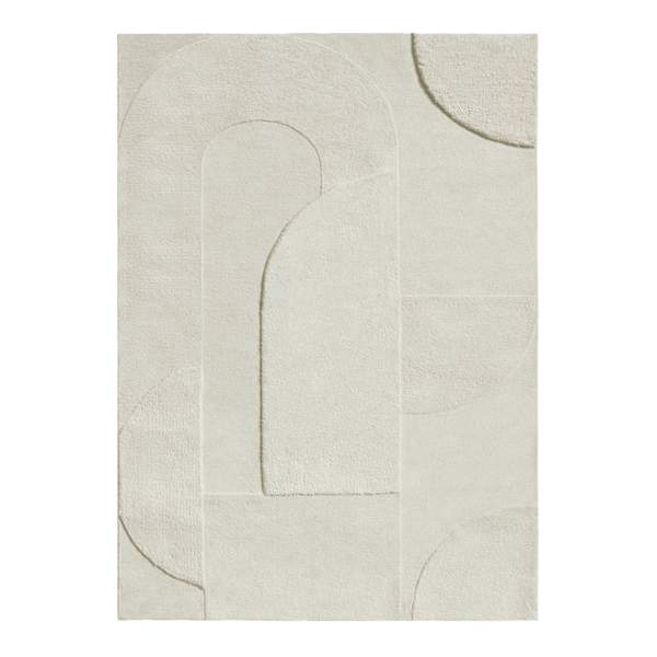 (B884) Crosby St. Ivory High-Low Area Rug, 5x7