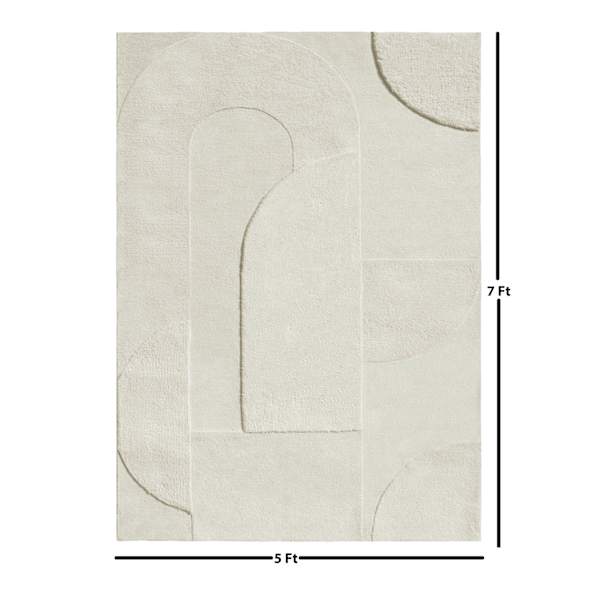 (B884) Crosby St. Ivory High-Low Area Rug, 5x7