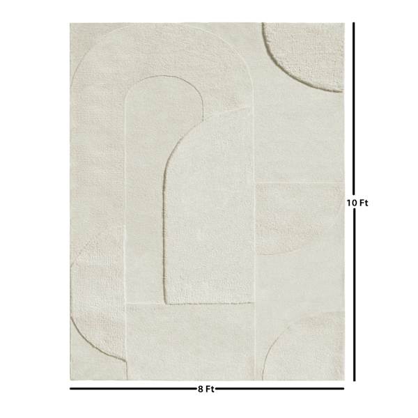 (B884) Crosby St. Ivory High-Low Area Rug, 8x10