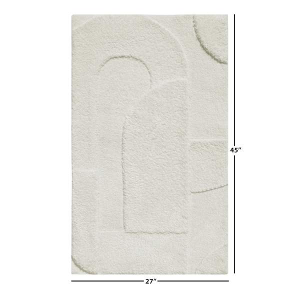 (B884) Crosby St. Ivory High-Low Accent Rug, 27x45