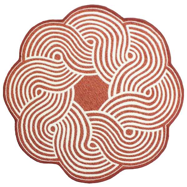 Elmbrook Red Border Round Washable Accent Rug, 3'