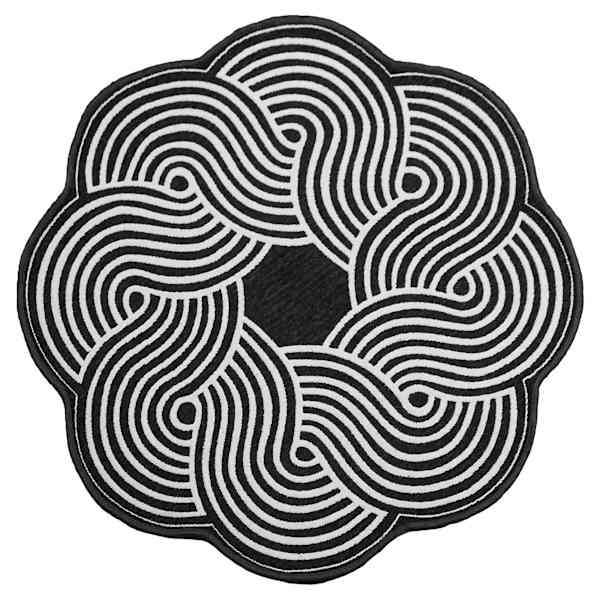 Elmbrook Black Border Round Washable Accent Rug, 3'