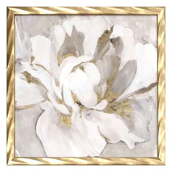 Providence Glass Framed White & Gold Peonies Print Wall Art, 17"
