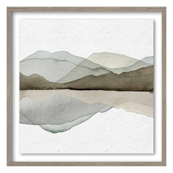 Ty Pennington Glass Framed Mountain Print Wall Art, 25"