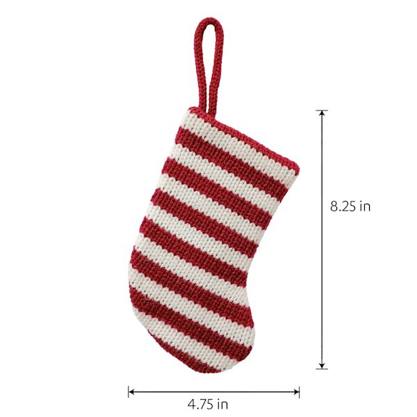Knit Red Striped Stocking, 5"