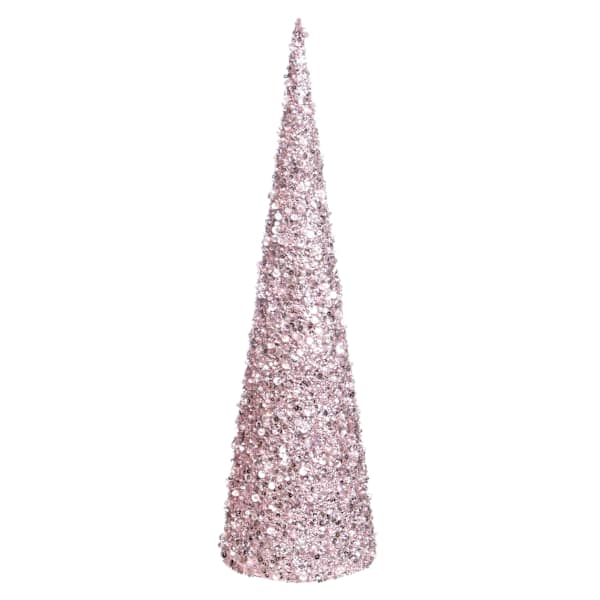 Pink Glittered Cone Tree, 18.5"