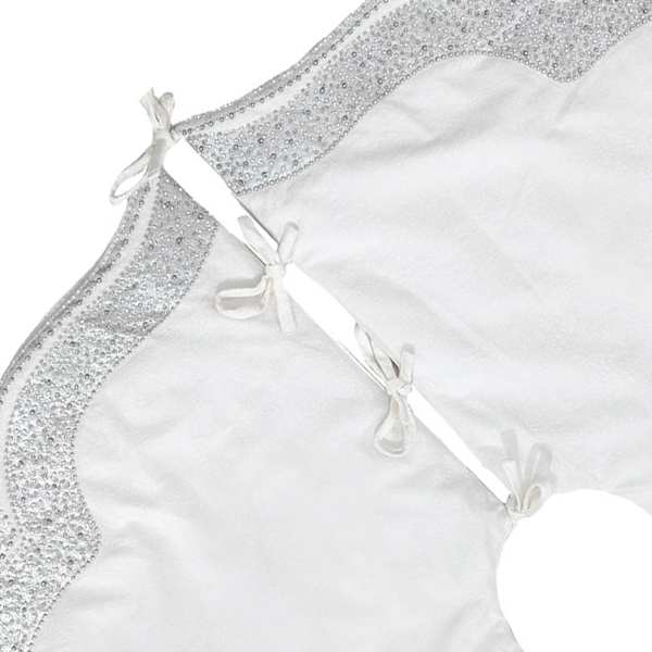48in White Velvet Tree Skirt with Beading Holiday Decor At Home