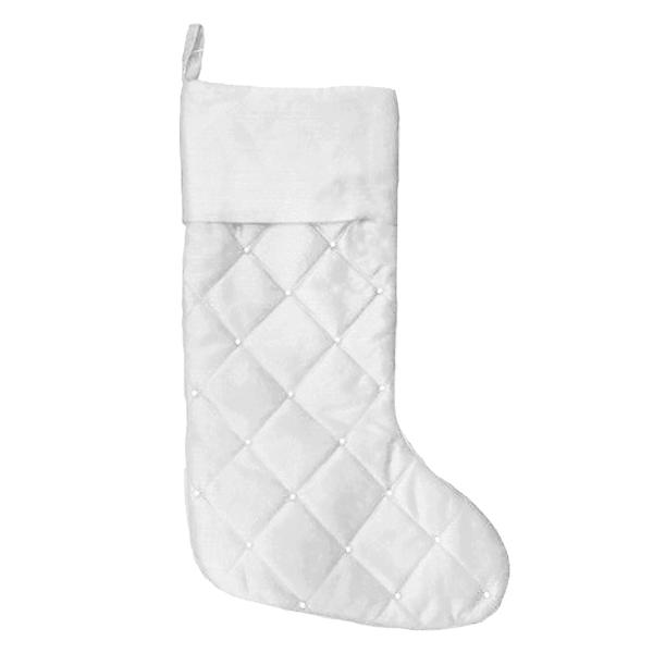 White Quilted Silk Stocking, 18"