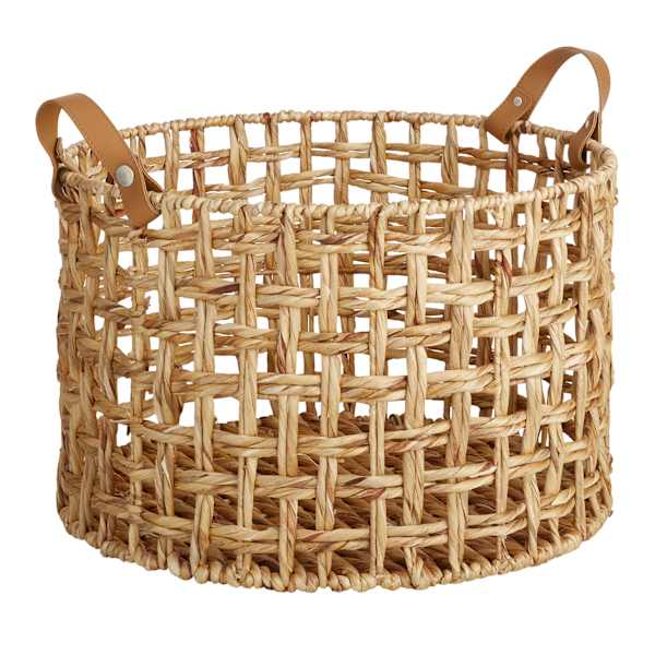 Honeybloom Round Weave Water Hyacinth Storage Basket, Large