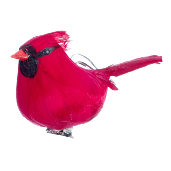 Homespun Holiday Feathered Cardinal Clip Ornament, 5"