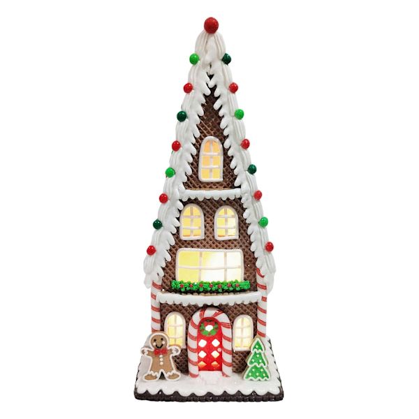 Gingerbread Lane 4-Story Iced LED Claydough Gingerbread House, 20"