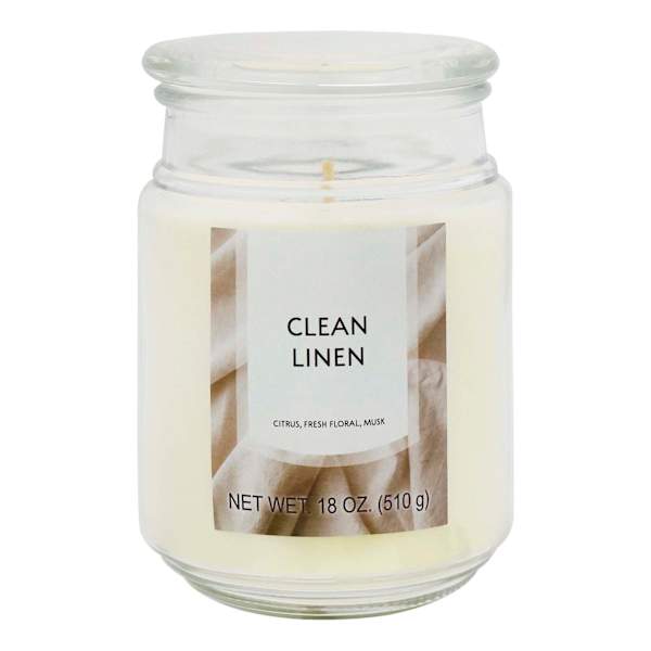 Clean Linen Scented Jar Candle, 18oz