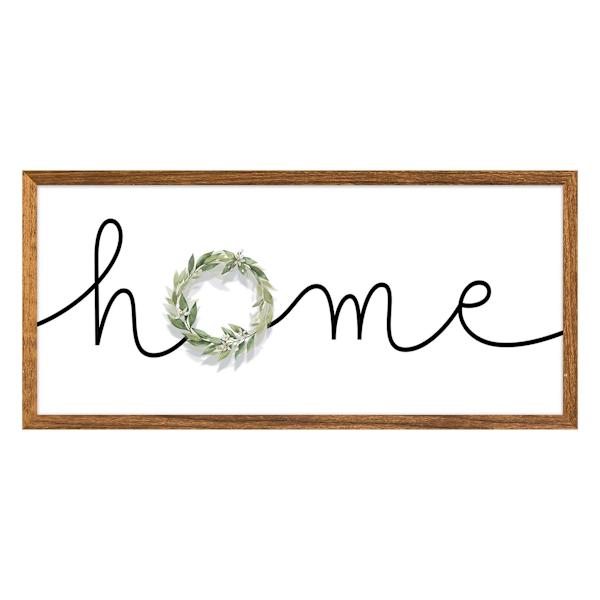 Honeybloom Glass Framed Wreath Print Wall Sign, 16x36