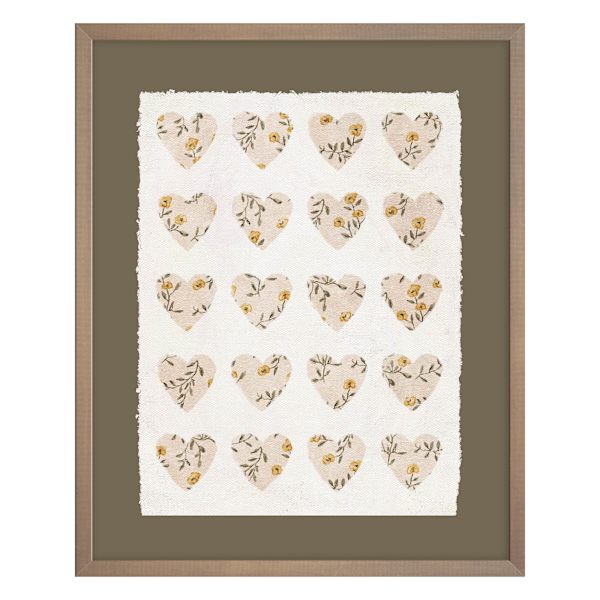 Honeybloom Glass Framed Floral Hearts Print Wall Art, 13x15