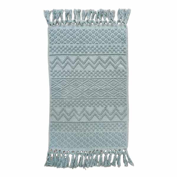 Found & Fable Blue Woven Fringe Bath Rug, 20x32