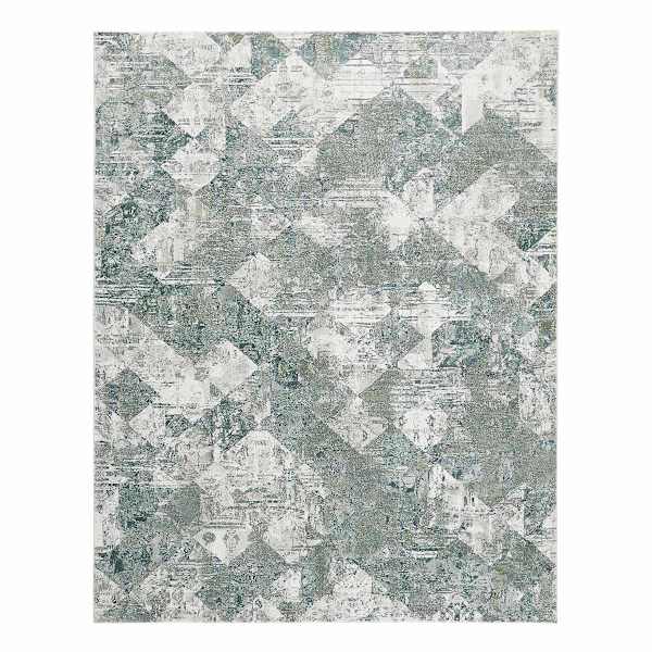(A524) Found & Fable Sofia Green & Silver Area Rug, 5x8