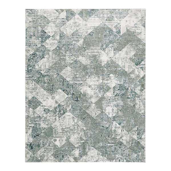 (A524) Found & Fable Sofia Green & Silver Area Rug, 7x10