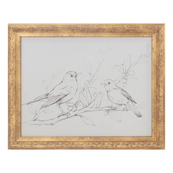 Providence Glass Framed Birds Sketch Wall Art, 20x16