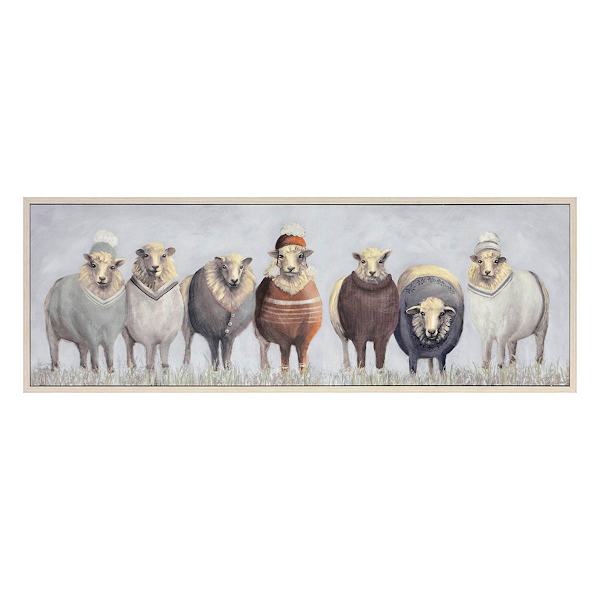 Honeybloom Framed Sheep Canvas Wall Art, 37x13