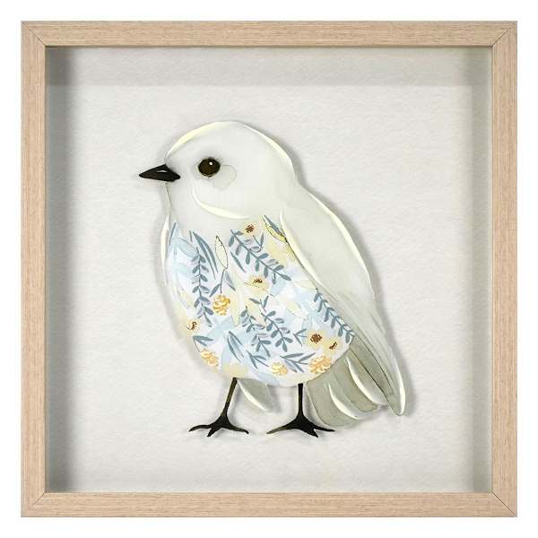 Honeybloom Glass Framed Bird Print Wall Decor, 12"