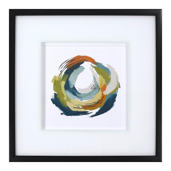 Glass Framed Colorful Abstract Print Wall Art, 17"