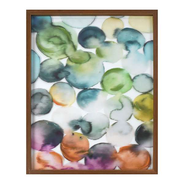Glass Framed Colorful Abstract Print Wall Art, 16x20