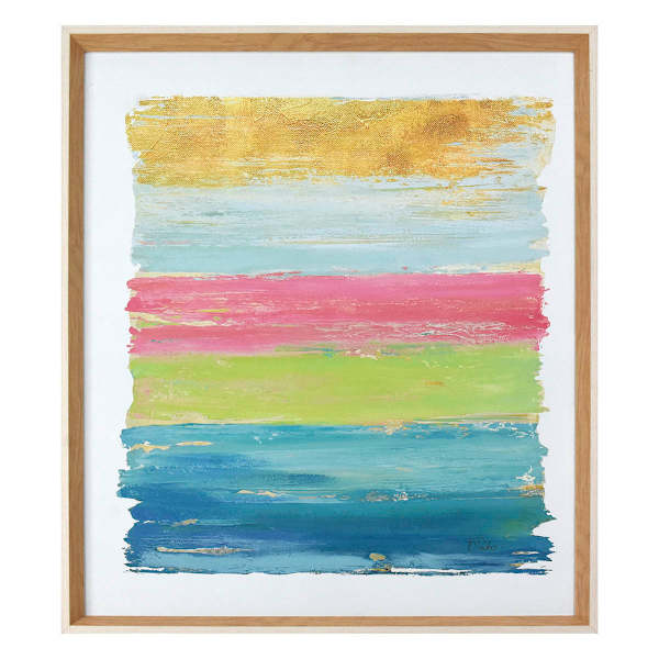 Glass Framed Colorful Abstract Print Wall Art, 25x31