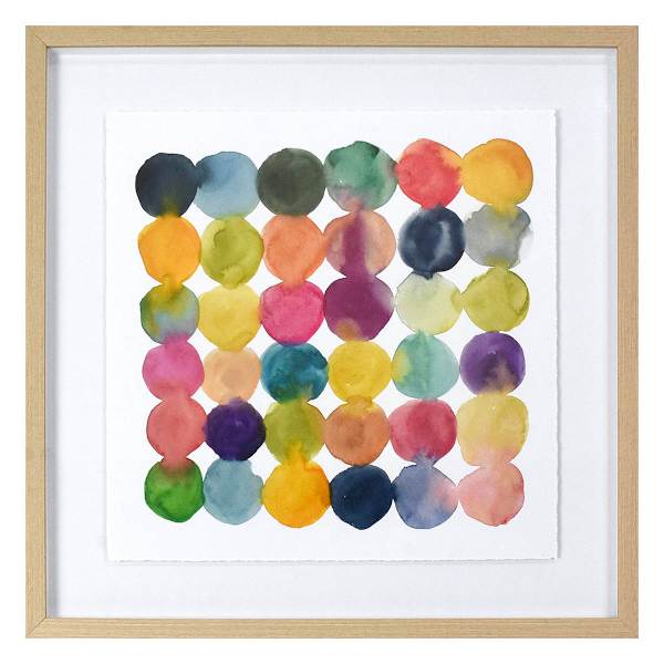 Glass Framed Colorful Circles Print Wall Art, 21"