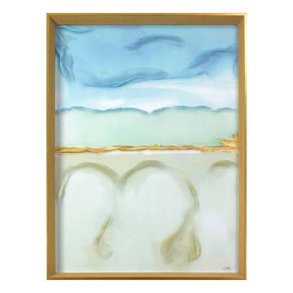 Glass Framed Colorful Abstract Print Wall Art, 19x25