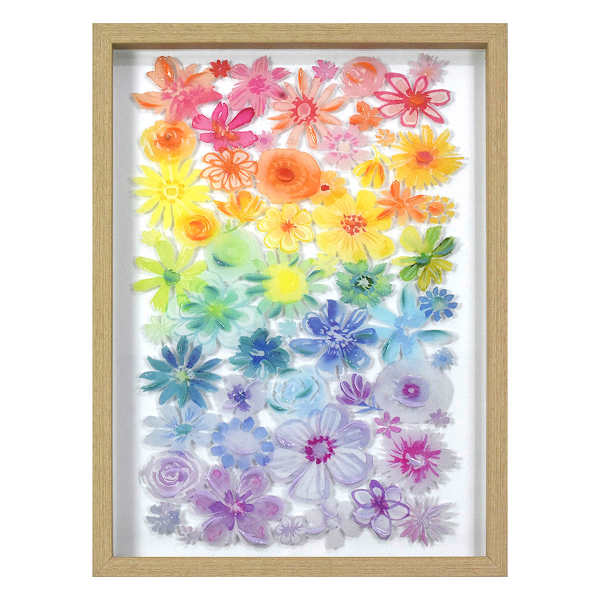 Glass Framed Colorful Floral Print Wall art, 12x16