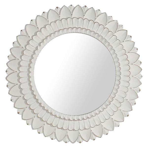 Carved White Floral Wall Mirror, 24"