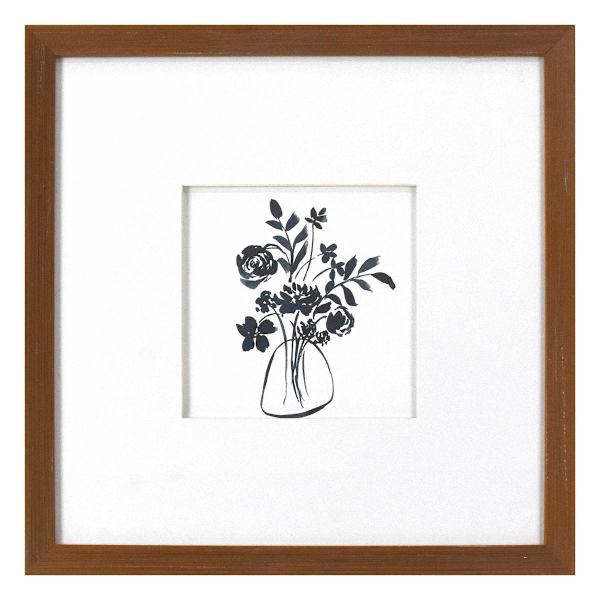 Honeybloom Glass Framed Floral Print Wall Art, 13"