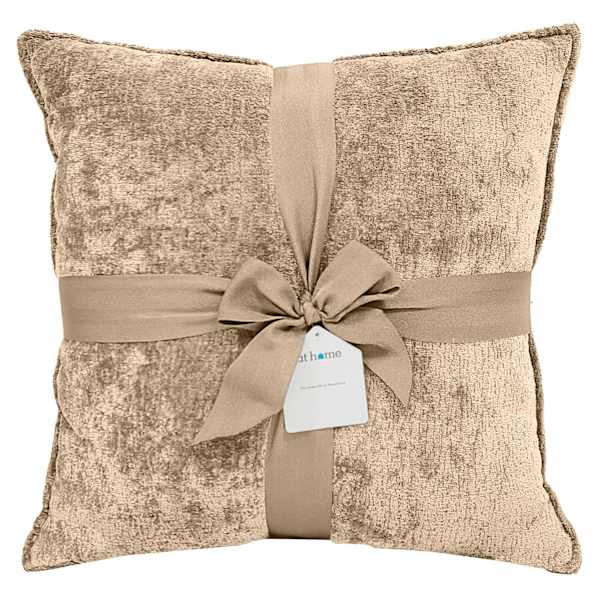2-Pack Beige Textured Chenille Throw Pillows, 18"