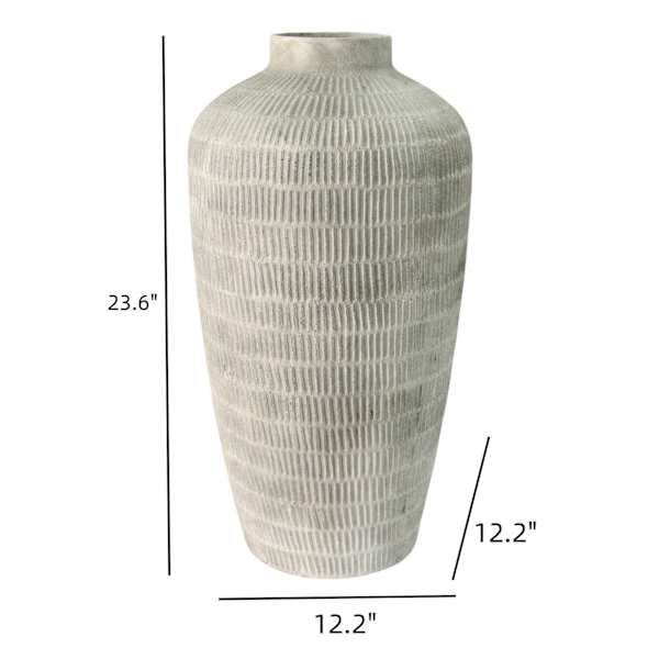 Neutral Ceramic Floor Vase, 24"