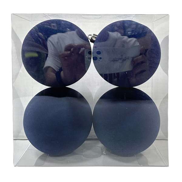 4-Count Blue Flocked Ornaments, 3.9"
